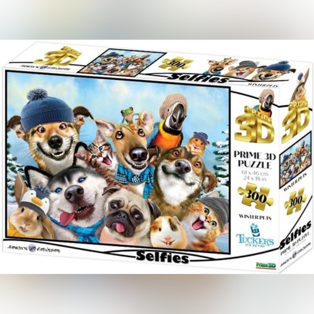 SEALED 🧩🐶 Prime 3D 300 Piece Puzzle Animal Selfies Winter Pets Holographic